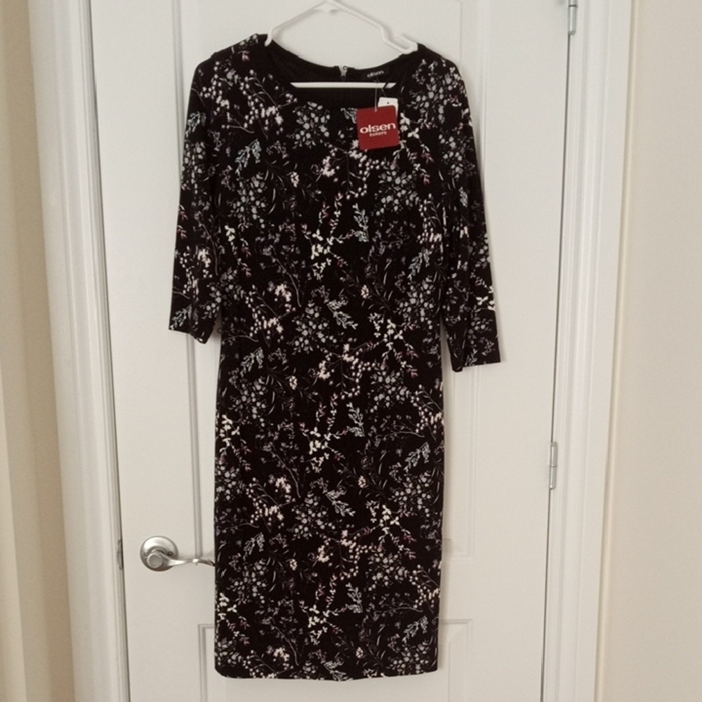 Olsen Black Floral Long Sleeve Dress